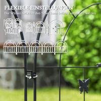 Outsunny Gartenzaun Zaun Stahl 300 cm x 70 cm hoch Dekorativer Gitterzaun Set Zaunelemente Schwarz(m-5)