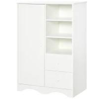 HOMCOM Armoire avec Porte et 5 étagères, 3 niches, 2 tiroirs, meuble de rangement blanc pour chambre, salon, bureau(m-10)