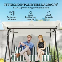 Outsunny Tetto di Ricambio per Dondolo 3 Posti Impermeabile in Tessuto Oxford Bianco Crema, 210x145 cm(m-4)