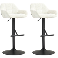 HOMCOM Lot de 2 tabourets de bar chaises de bar hauteur réglable tissu effet lin et base en acier 52,5 x 53 x 86,5-108 cm crème