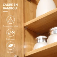 kleankin Armoire murale de salle de bain avec miroirs et 2 portes en bambou 65,2 x 14 x 50 cm(m-5)
