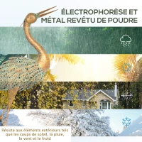 Outsunny Statue jardin exterieur, sculpture de héron en métal, décoration de jardin exterieur 90 cm, multicolore(m-5)