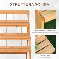 Outsunny Scaletta Portavasi in Legno con 4 Mensole, Scaffale Porta Piante da Esterno, Fioriere per Balconi Arredamento da Giardino e Casa, 90x84x106cm(m-6)
