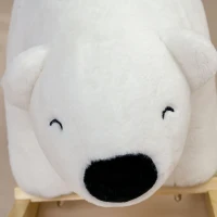 HOMCOM Ours à bascule pour enfant jeux jouet à bascule avec sons pour 3 - 6 ans socle en bois blanc(m-7)