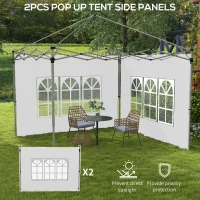 Outsunny Gazebo Side Panels, Sides Replacement with Window for 3x3(m) or 3x4m Pop Up Gazebo, 2 Pack, White(m-4)