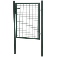 HOMCOM Portail en maille de jardin portillon de jardin portillon de patio porte de terrasse extérieur acier dim. 97L x 150H cm vert(m-10)