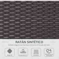 Outsunny Conjunto Muebles de Jardín Ratán 7 Piezas Set de Sofás Patio con 1 Mesita Almohada y Cojín Incluido Marco Acero Resistente Intemperie UV para Exterior Marrón(m-4)