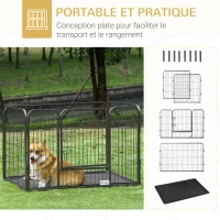 PawHut Enclos parc pour chien 4 panneaux en métal grillagé avec Porte Verrouillable, dim. 109L x 74l x 71H cm(m-5)