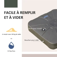 Outsunny Pied de parasol déporté base de lestage parasol déporté dim. 88L x 88l x 19H cm HDPE café(m-6)