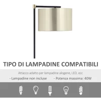 HOMCOM Lampada da Terra con Paralume in Tessuto e Base in Legno, Attacco E27, 48x32x152cm(m-7)
