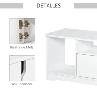HOMCOM Mueble de TV para Televisor de hasta 42" Mesa para TV de Salón Moderna con Armario de Doble Puerta y 3 Compartimentos Abiertos 120x30x41cm Blanco(m-5)