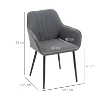 HOMCOM Chaises de Salle à Manger Chaises de Visiteur Design scandinave - Lot de 2 chaises - Pieds effilés métal Noir(m-3)