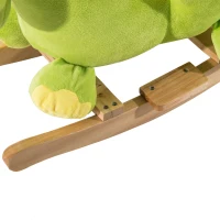 HOMCOM Jouet à Bascule Dinosaure Ceinture de sécurité Effet sonore 32 chansons pour enfants de 18+ Mois Bois Peluche Verte(m-8)