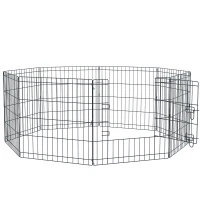 PawHut Dog Pen, 8 Panel Dog Playpen, DIY Design with Door, for Small Dogs, Puppies, Small Animals, for Indoor/Outdoor Use, 61cm High(m-1)