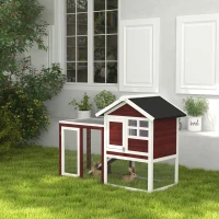 PawHut Rabbit Hutch Outdoor Wooden Guinea Pig Hutch Rabbit Run Bunny Cage Small Animal House Pull-Out Tray, Brown, 122 x 62.6 x 92 cm(m-10)