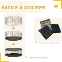 PawHut Parc pour chien enclos chien intérieur 8 panneaux pliables modulables avec porte pour chiots acier 61l x 61H cm noir(m-6)