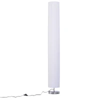 HOMCOM Lampe lampadaire colonne sur pied design contemporain dim. 20L x 20l x 160H cm lumière tamisée 40 W métal chromé tissu blanc(m-1)
