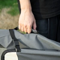 PawHut Sac de transport pliable - poignée, 3 entrées zippées, poche - coussin amovible - acier oxford polyester gris noir(m-8)