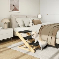 PawHut Adjustable Dog Steps Dog Ramp, 3-Step Non-slip Pet Stairs for Medium Sized Dogs, Foldable Dog Stairs for Bed Sofa(m-10)