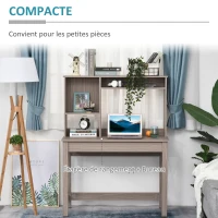 HOMCOM Bureau avec rangement bureau bibliothèque bureau en bois moderne avec étagères et grand plateau pour petits espaces bureau à domicile chambre à coucher, 105 x 50 x 137,5 cm, aspect marron clair(m-5)