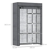 HOMCOM Rail and Six Shelf Fabric Wardrobe - Dark Grey(m-3)