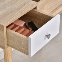 HOMCOM Tavolo da Trucco Moderno con Specchio Estraibile, Organizer Gioielli, 2 Cassetti e Sgabello, Color Legno(m-7)
