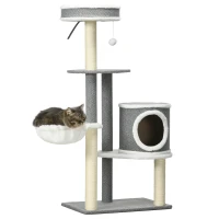 PawHut Cat Tree for Indoor Cats, Cat Tower with Scratching Posts, Multi-level Kitten Climbing Tower, 124cm(m-1)