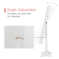 HOMCOM Jewelry Cabinet Standing Mirror Full Length Makeup Lockable Armoire Storage Organizer White(m-7)
