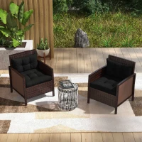 Outsunny 2-Piece Seat Cushions Back Pillows Replacement, Patio Chair Cushions Set for Indoor Outdoor, Black(m-10)