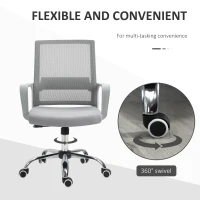 Vinsetto Ergonomic Desk Chair Mesh Office Chair with Adjustable Height Armrest and 360° Swivel Castor Wheels Grey(m-7)