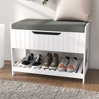 HOMCOM Mobile Appendiabiti a Muro con Panca Scarpiera per Ingresso e Corridoio, 80x20x40 cm, Bianco(m-9)