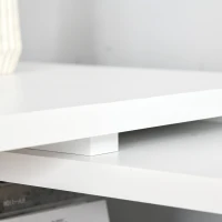 HOMCOM Reversible L-Shaped Computer Desk, Home Office Corner Desk, Study Workstation Table with Storage Shelves and Drawers for Letter Size, 150 x 120 x 74.5cm, White(m-8)