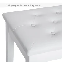 HOMCOM PU Leather Upholstered Piano Stool Makeup Stool Bench Dressing Table Seat with Storage 76x36x50cm, White(m-5)