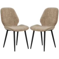 HOMCOM Velvet Dining Chairs, Set of 2 Dining Room Chairs with Metal Legs for Living Room, Dining Room, Light Brown(m-11)