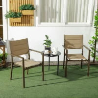 Outsunny Set of Two Aluminium Stacking Garden Chairs - Khaki(m-2)