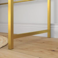 HOMCOM Modern Dressing Table with Round Mirror, Vanity Makeup Desk with Open Storage, Faux Marble Texture and Steel Frame for Bedroom, White(m-9)