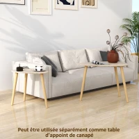 HOMCOM Lot de 2 tables basses gigognes design scandinave pieds en bois et plateau en bois, aspect naturel(m-6)