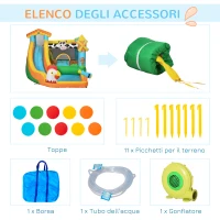 Outsunny Gioco Gonfiabile per Bambini 3-8 Anni a tema Fattoria con Borsa, 11 Paletti e Toppe Inclusi, 350x275x220 cm(m-8)