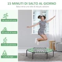 HOMCOM Trampolino Elastico 106cm per Adulti e Bambini in Acciaio - Per Interni, Esterni, Casa, Palestra - Carico: 100Kg(m-4)