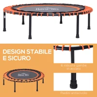 HOMCOM Trampolino Elastico Fitness Professionale Diametro 101cm Carico Massimo 100kg, Arancione(m-6)