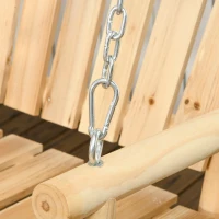 Outsunny Banc suspendu balancelle de jardin 2 places en bois massif assise et dossier à lattes chaînes incluses naturel(m-7)