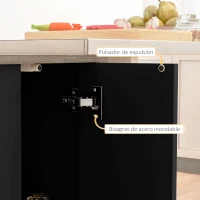 HOMCOM Isla de Cocina Mueble buffet auxiliar con 2 Estantes Abiertos 2 Puertas y Estantes Ajustables 105x60x82 cm Negro y Roble(m-7)