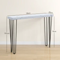 HOMCOM Mesa de Entrada con Patas de Acero Antivuelco Mueble de Recibidor para Salón Pasillo 110x25x79,5 cm Blanco(m-3)