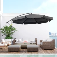 Outsunny 2.7m Garden Banana Parasol Cantilever Umbrella with Crank Handle and Cross Base for Outdoor, Hanging Sun Shade, Black(m-10)