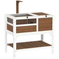 PawHut Wooden Tortoise House, with Shelter, Run, Shelf, Lamp Holder, Tray(m-1)