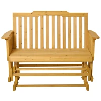 Outsunny Panchina a Dondolo da Giardino e Terrazza per 2 Persone con Braccioli, 124x76x95cm Legno Naturale(m-10)