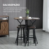 HOMCOM Set da Pranzo con Tavolo e 4 Sgabelli in Stile Industriale, Legno e Acciaio, Colore Noce(m-5)