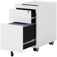 HOMCOM Schedario per Ufficio con 2 Cassetti, Fessura a Busta e Barra per Appendere, in Acciaio, 30x50x53.5 cm, Bianco(m-10)