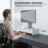 HOMCOM Monitor Stand Riser with 3 Drawers, Monitor Riser for Laptop, Computer, PC, Small Printer, 51 x 24 x 13cm, White(m-5)