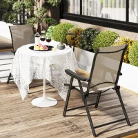 Outsunny Set of Two Folding Outdoor Chairs - Brown/Black(m-10)